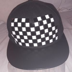 Claire's black & white checkered tile front cap